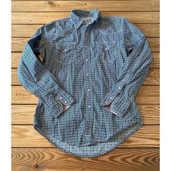 Wrangler 20x Competition Long Sleeve Shirt Small Men’s Blue Pearl Snap Front - Picture 1 of 8